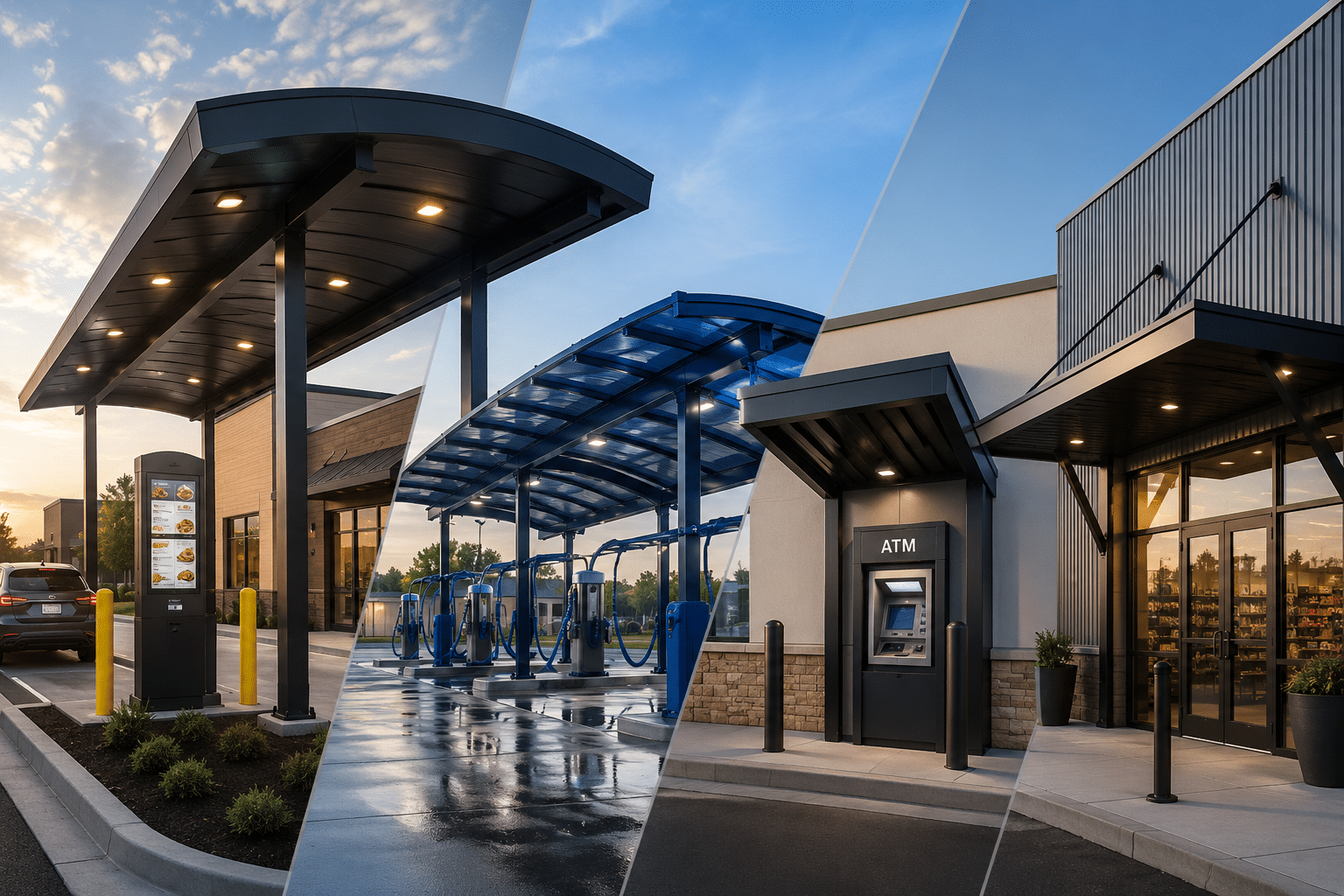 Custom Commercial Metal Awning For Convenience Store Exterior By Kpi Concepts