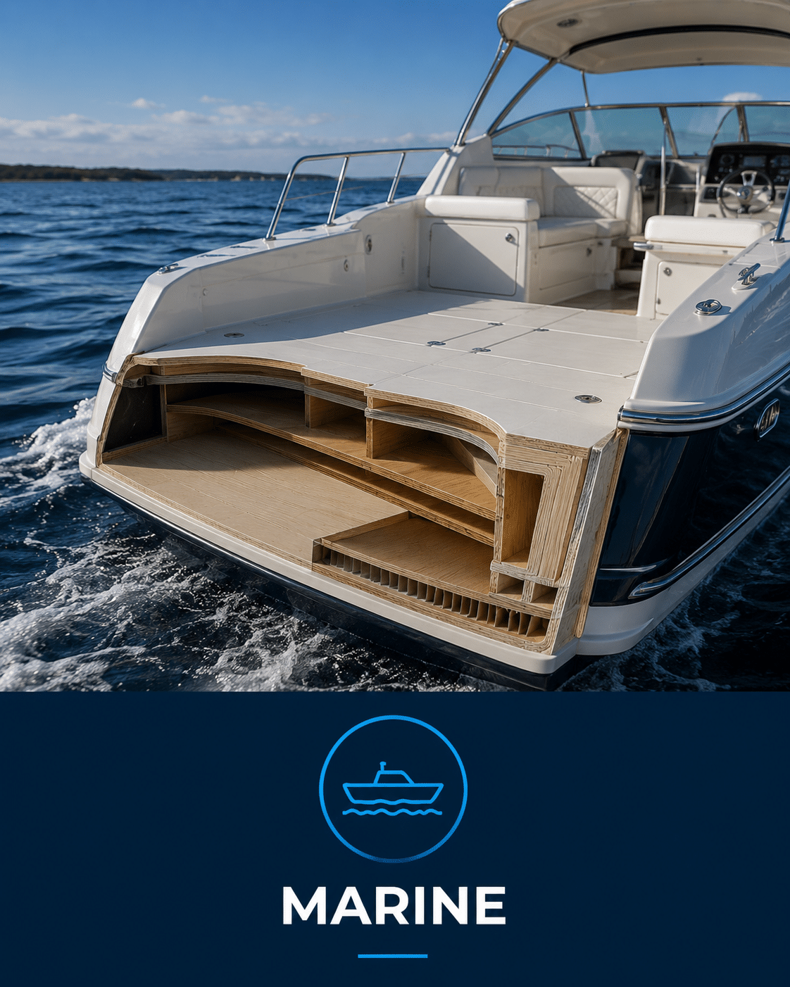 Marine Application Showing Marine Grade Plywood And Composite Core Material Support