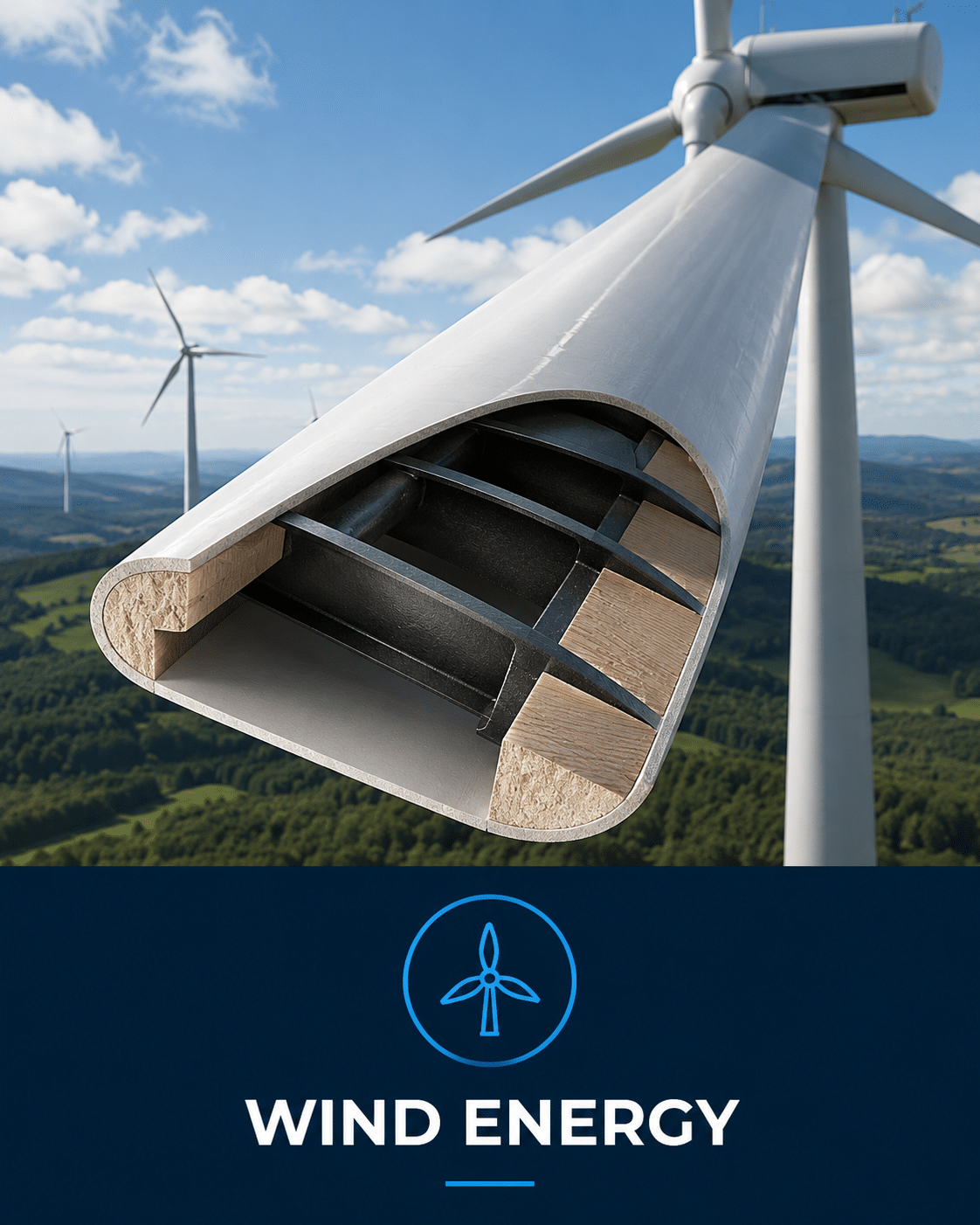 Wind Energy Application Showing Composite Blade Core Material Support